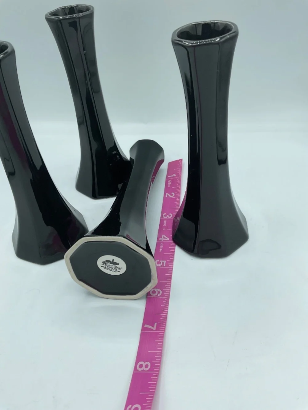 Black mini Eiffel Tower Style Bud vases Hollowick Easy Florals 6”